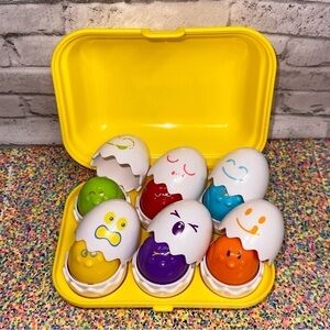 Tomy Hide N Squeak Eggs 1993 Kids Learning Matching Colors Sounds Toy Sensory